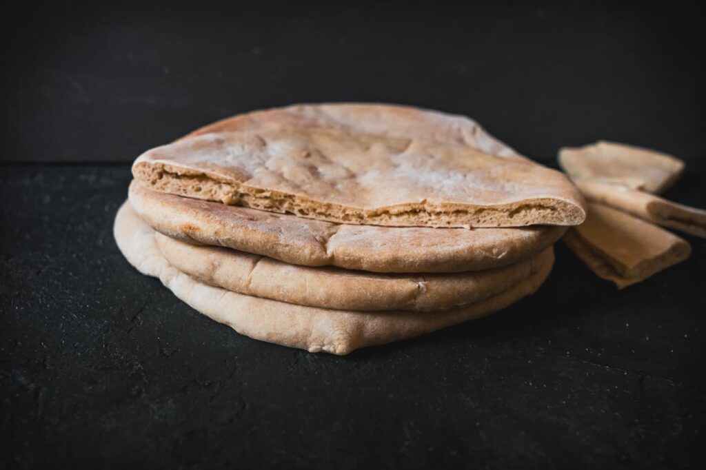 pita bread recipe with pitas stacked