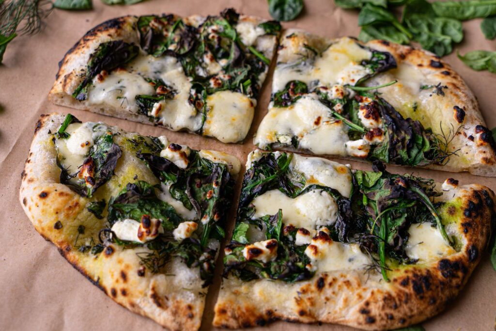 gourmet spinach feta pizza