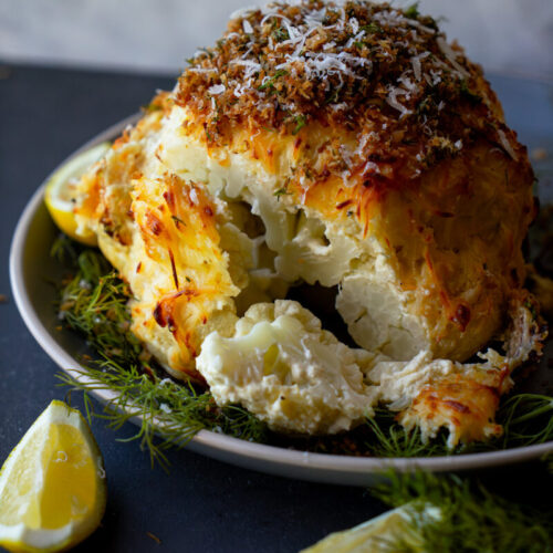 cheesy whole roasted cauliflower
